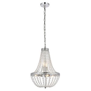 Elegant Lighting Valeria 14&quot Contemporary Iron and Crystal Pendant in Chrome