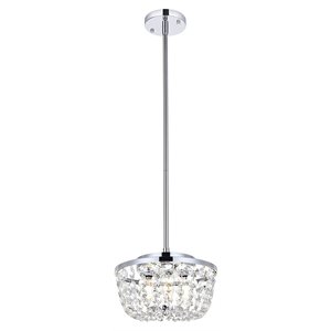 Elegant Lighting Gianna 10&quot Contemporary Iron and Crystal Pendant in Chrome
