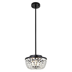 Elegant Lighting Gianna 10&quot Contemporary Iron and Crystal Pendant in Black