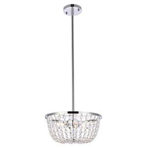 Elegant Lighting Gianna 13&quot Contemporary Iron and Crystal Pendant in Chrome