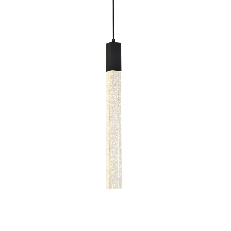 Elegant Lighting Weston 1-Light Modern Metal and Crystal Pendant in Black
