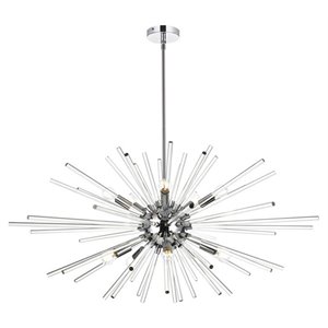 Elegant Lighting Sienna 42&quot Modern Metal and Crystal Rod Pendant in Chrome