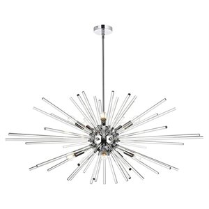 Elegant Lighting Sienna 46&quot Modern Metal and Crystal Rod Pendant in Chrome