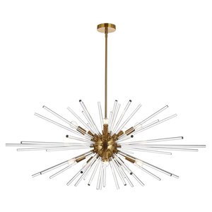 Elegant Lighting Sienna 46&quot Modern Metal and Crystal Rod Pendant in Gold