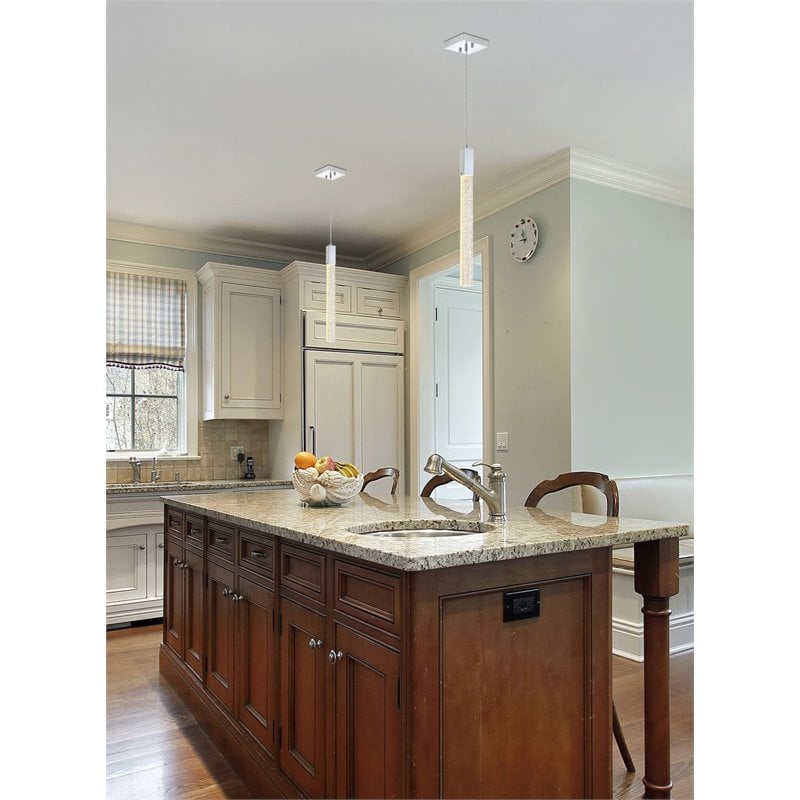 Elegant Lighting Weston 1-Light Modern Metal and Crystal Pendant in Chrome