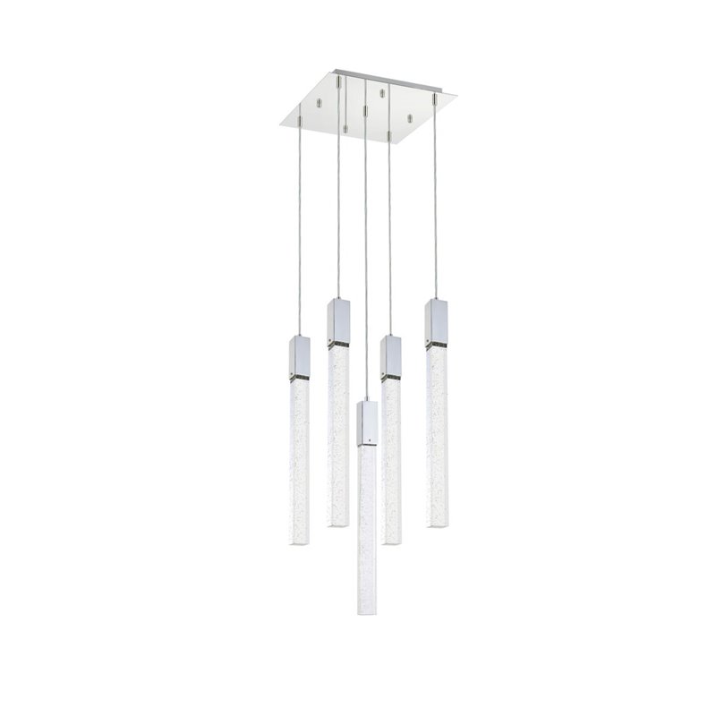Elegant Lighting Weston 5-Light Modern Metal and Crystal Pendant - Chrome
