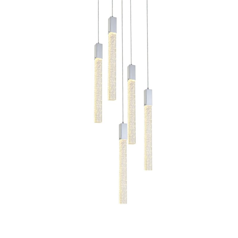 Elegant Lighting Weston 5-Light Modern Metal and Crystal Pendant - Chrome