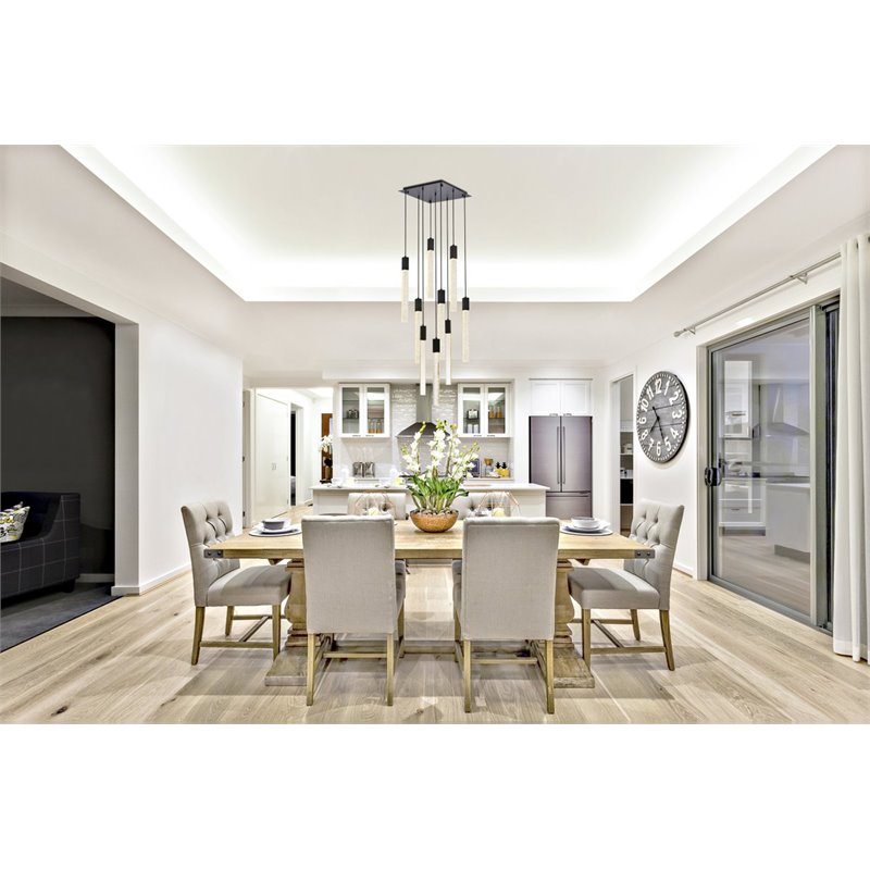 Elegant Lighting Weston 9-Light Modern Metal and Crystal Pendant in Black