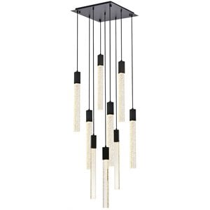 Elegant Lighting Weston 9-Light Modern Metal and Crystal Pendant in Black