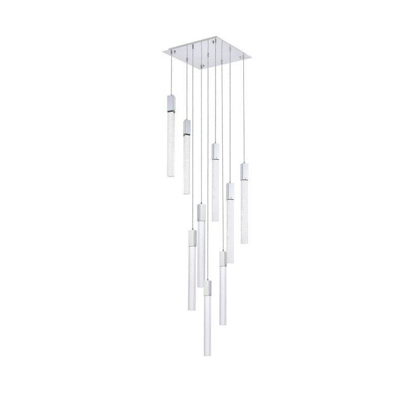 Elegant Lighting Weston 9-Light Modern Metal and Crystal Pendant in Chrome