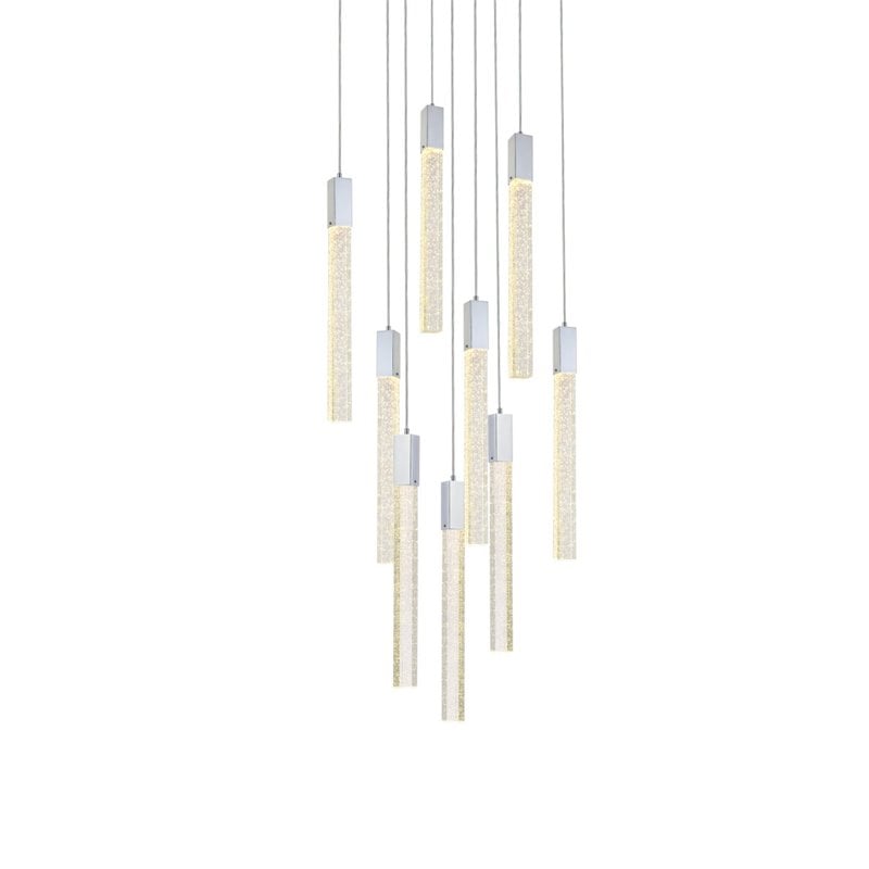 Elegant Lighting Weston 9-Light Modern Metal and Crystal Pendant in Chrome