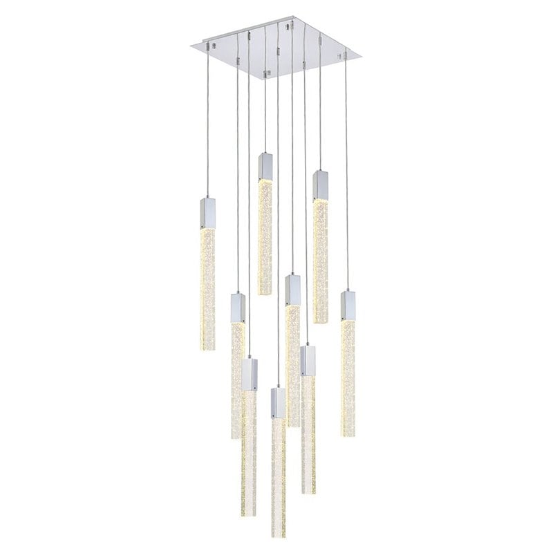 Elegant Lighting Weston 9-Light Modern Metal and Crystal Pendant in Chrome