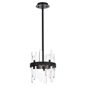 Elegant Lighting Serena 10&quot Round Modern Iron and Crystal Pendant in Black