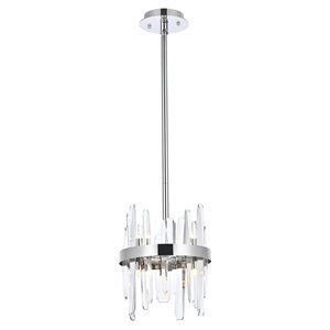 Elegant Lighting Serena 10&quot Round Iron and Crystal Pendant in Chrome