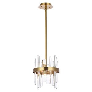 Elegant Lighting Serena 10&quot Round Modern Iron and Crystal Pendant in Satin Gold