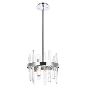 Elegant Lighting Serena 12&quot Round Iron and Crystal Pendant in Chrome