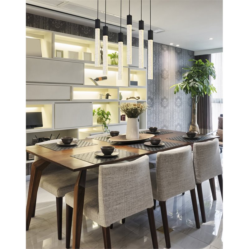 Elegant Lighting Weston 6-Lights Modern Metal and Crystal Pendant in Black