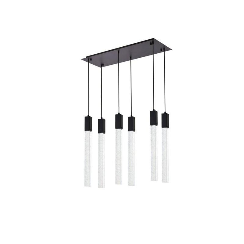 Elegant Lighting Weston 6-Lights Modern Metal and Crystal Pendant in Black