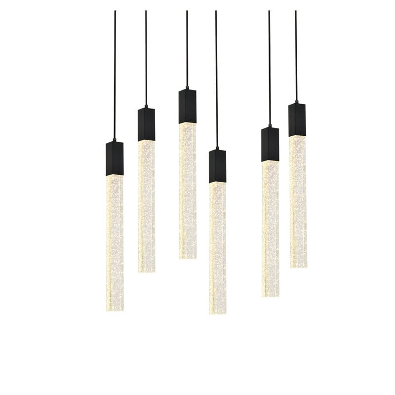 Elegant Lighting Weston 6-Lights Modern Metal and Crystal Pendant in Black