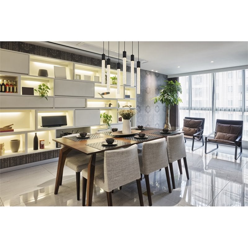 Elegant Lighting Weston 6-Lights Modern Metal and Crystal Pendant in Black