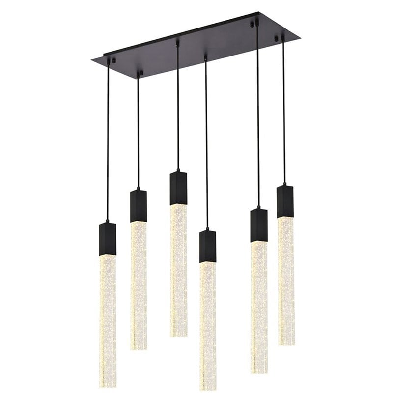 Elegant Lighting Weston 6-Lights Modern Metal and Crystal Pendant in Black