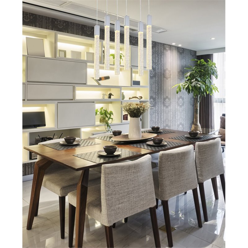 Elegant Lighting Weston 6-Lights Modern Metal and Crystal Pendant in Chrome