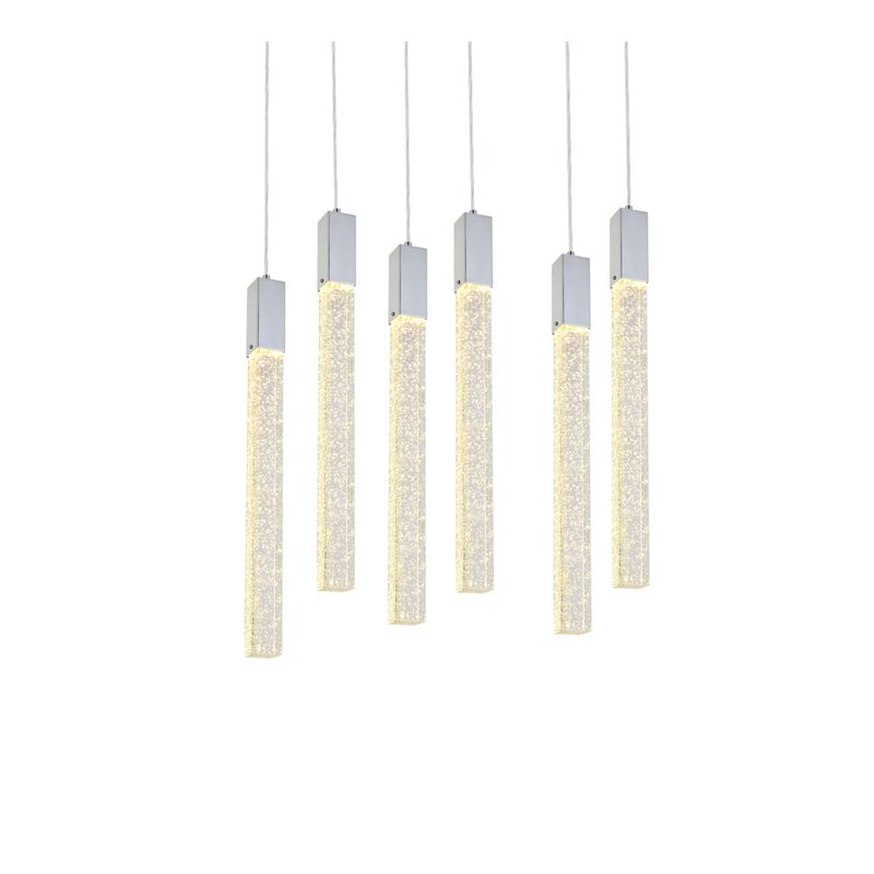 Elegant Lighting Weston 6-Lights Modern Metal and Crystal Pendant in Chrome
