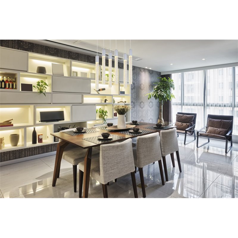 Elegant Lighting Weston 6-Lights Modern Metal and Crystal Pendant in Chrome