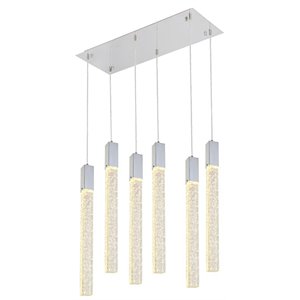 Elegant Lighting Weston 6-Lights Modern Metal and Crystal Pendant in Chrome