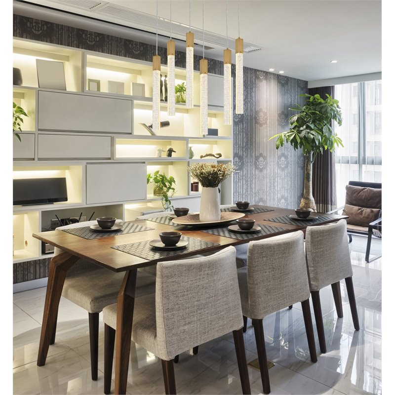 Elegant Lighting Weston 6-Lights Modern Metal and Crystal Pendant in Satin Gold