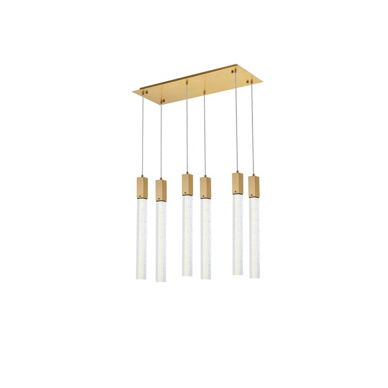 Elegant Lighting Weston 6-Lights Modern Metal and Crystal Pendant in Satin Gold