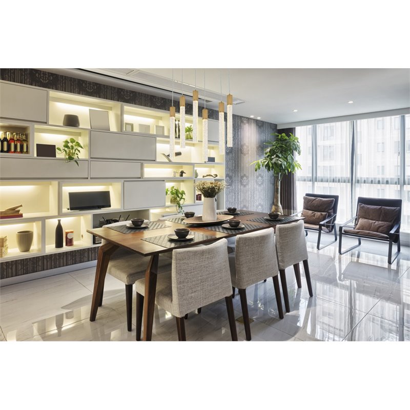 Elegant Lighting Weston 6-Lights Modern Metal and Crystal Pendant in Satin Gold