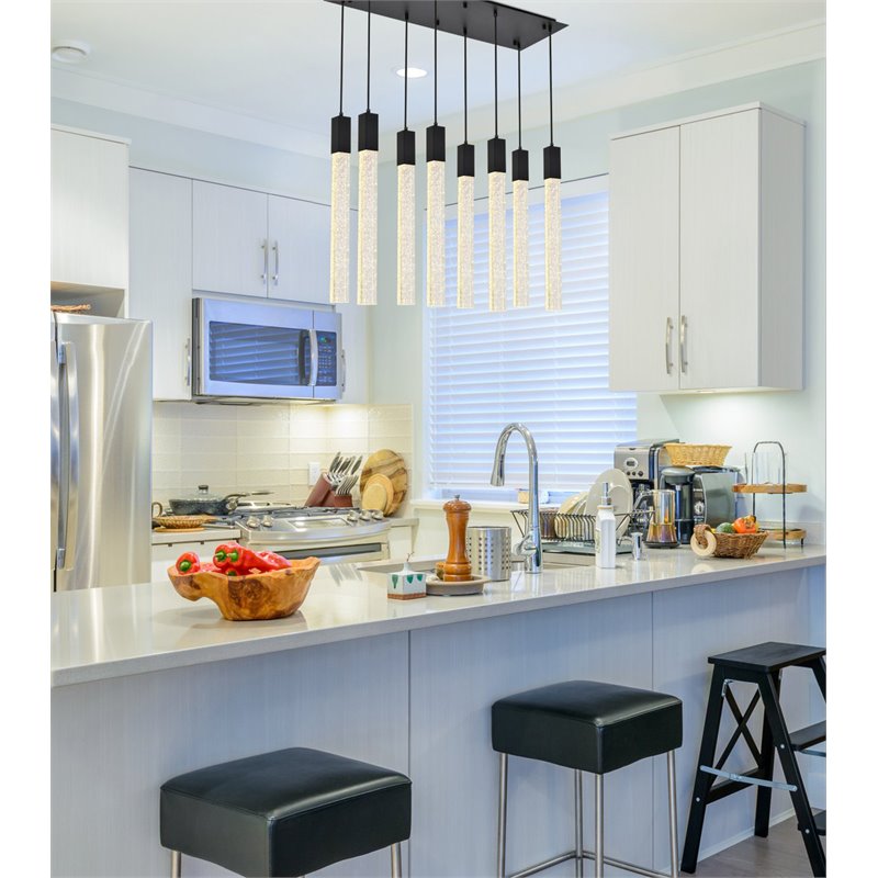 Elegant Lighting Weston 8-Lights Modern Metal and Crystal Pendant in Black