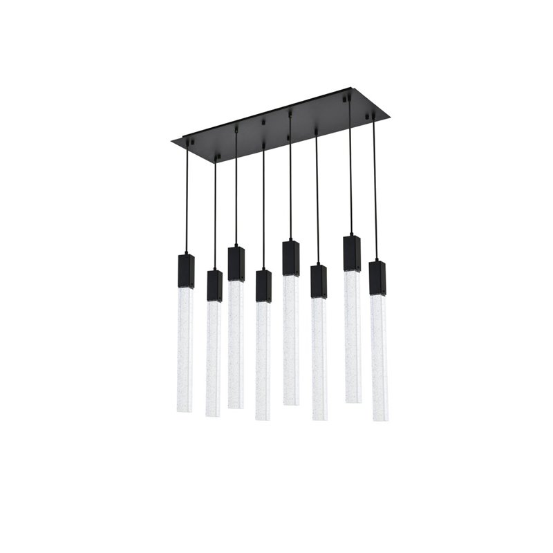 Elegant Lighting Weston 8-Lights Modern Metal and Crystal Pendant in Black