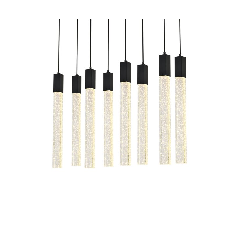Elegant Lighting Weston 8-Lights Modern Metal and Crystal Pendant in Black