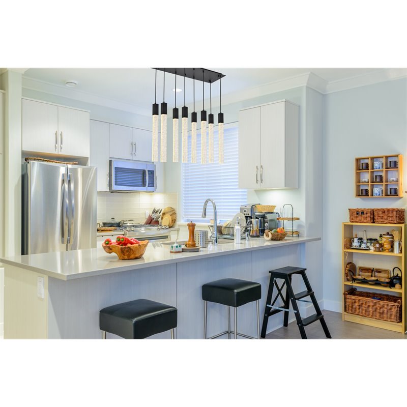 Elegant Lighting Weston 8-Lights Modern Metal and Crystal Pendant in Black