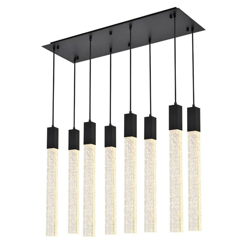 Elegant Lighting Weston 8-Lights Modern Metal and Crystal Pendant in Black