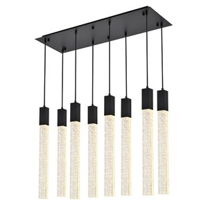 Elegant Lighting Weston 8-Lights Modern Metal and Crystal Pendant in Black