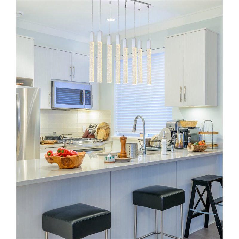 Elegant Lighting Weston 8-Lights Modern Metal and Crystal Pendant in Chrome