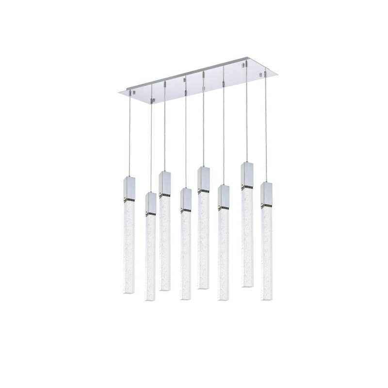 Elegant Lighting Weston 8-Lights Modern Metal and Crystal Pendant in Chrome