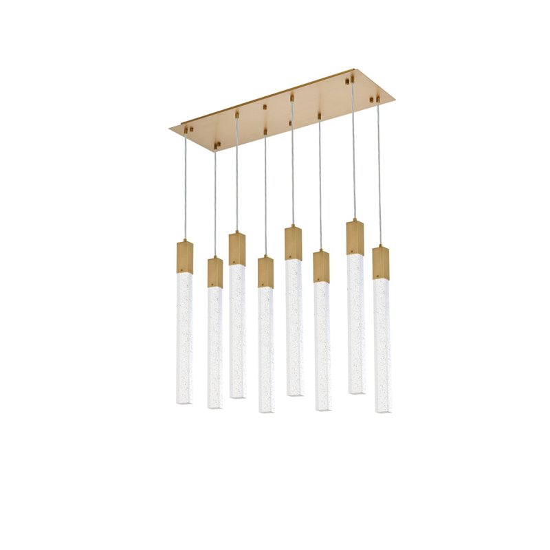 Elegant Lighting Weston 8-Lights Modern Metal and Crystal Pendant in Satin Gold