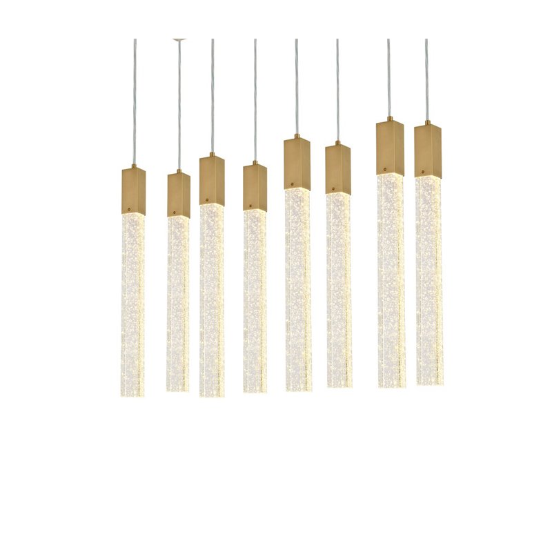 Elegant Lighting Weston 8-Lights Modern Metal and Crystal Pendant in Satin Gold