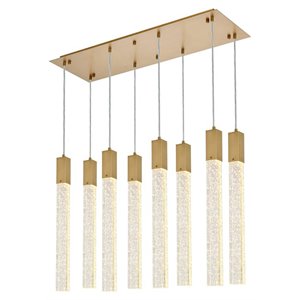 Elegant Lighting Weston 8-Lights Modern Metal and Crystal Pendant in Satin Gold