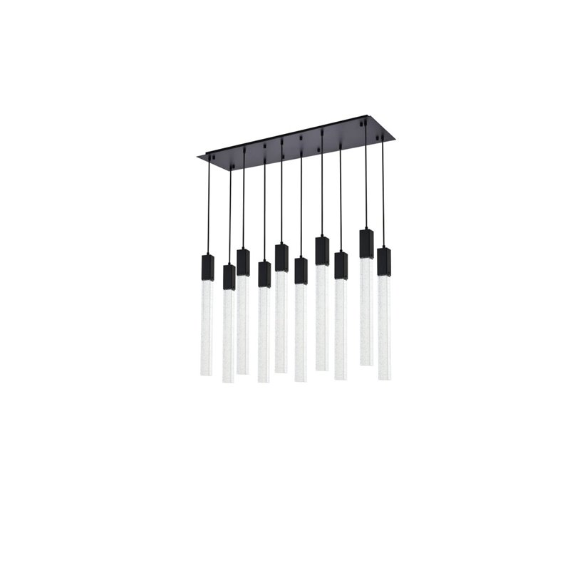 Elegant Lighting Weston 10-Lights Modern Metal and Crystal Pendant in Black