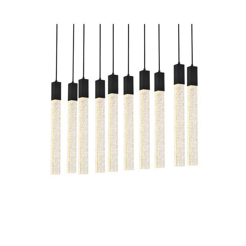 Elegant Lighting Weston 10-Lights Modern Metal and Crystal Pendant in Black