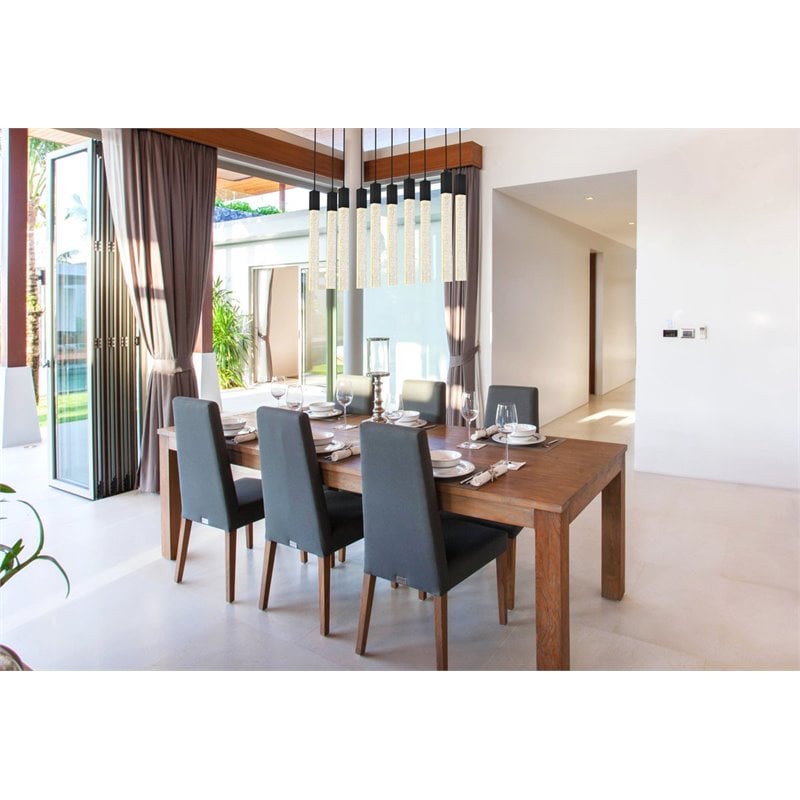 Elegant Lighting Weston 10-Lights Modern Metal and Crystal Pendant in Black