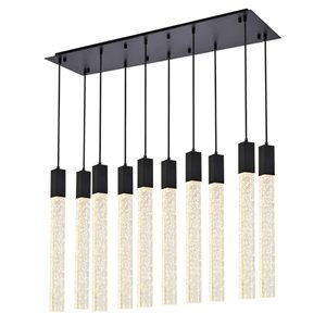Elegant Lighting Weston 10-Lights Modern Metal and Crystal Pendant in Black