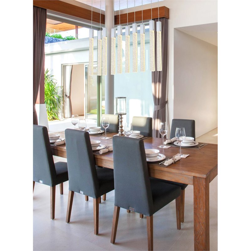 Elegant Lighting Weston 10-Lights Modern Metal and Crystal Pendant in Chrome