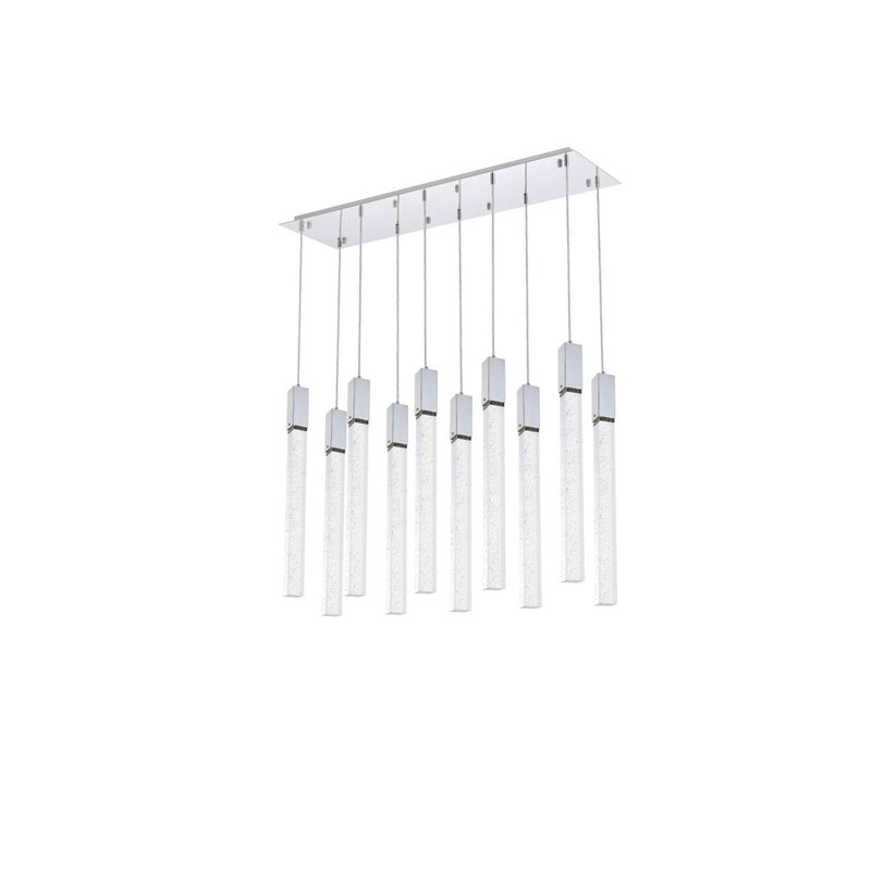 Elegant Lighting Weston 10-Lights Modern Metal and Crystal Pendant in Chrome