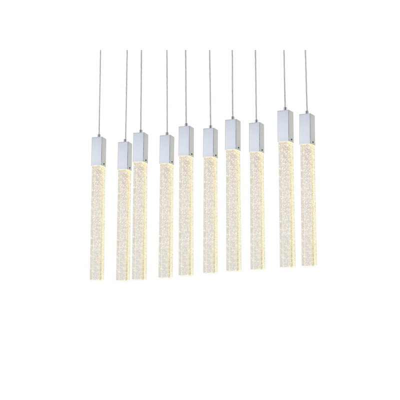 Elegant Lighting Weston 10-Lights Modern Metal and Crystal Pendant in Chrome